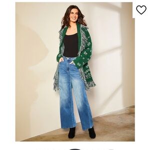 Sugarlips Bandana Fringe Shawl Collar Belted Open Front Cardigan